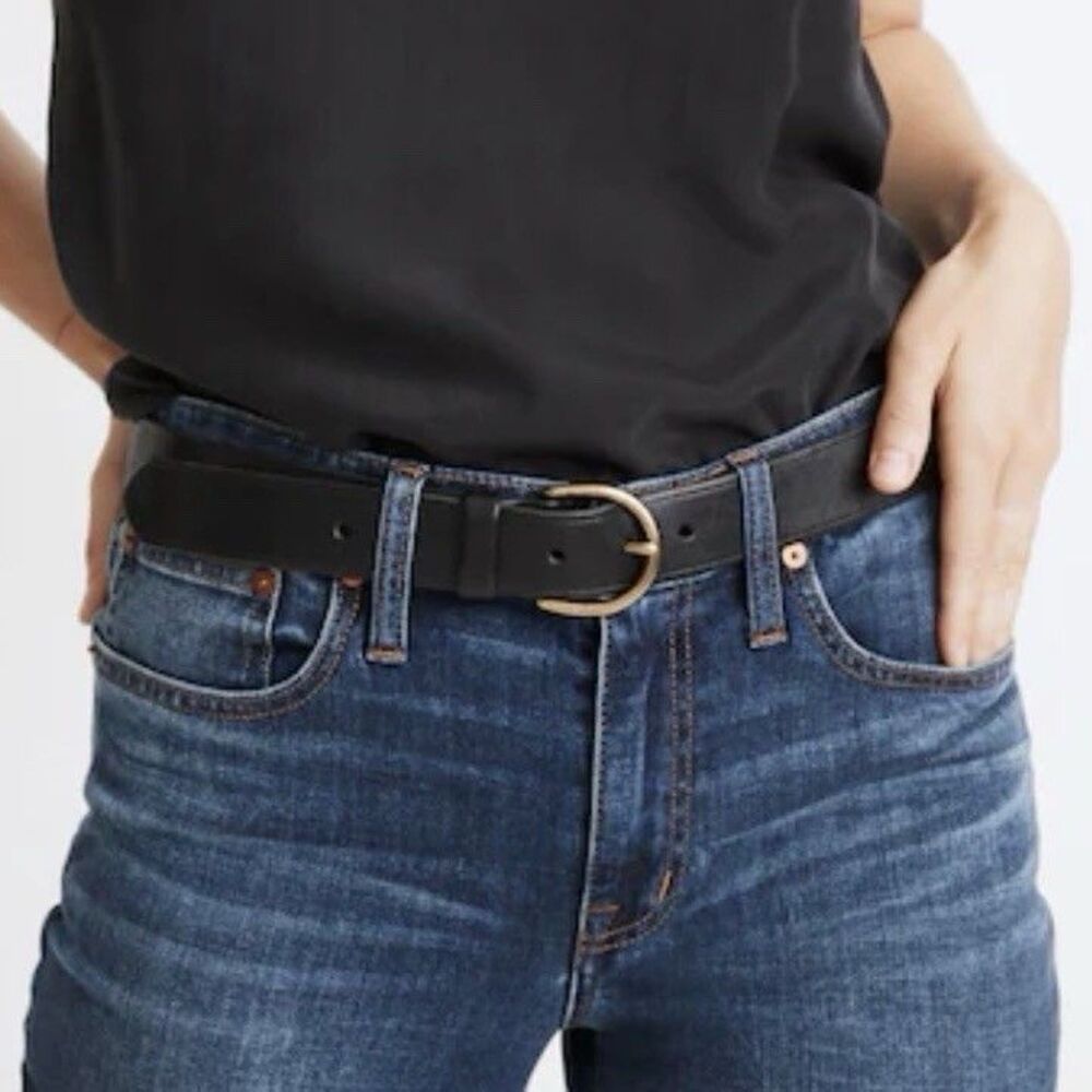 Madewell Perfect Leather Belt (Hip) Women’s Medium Black 31”-37” Timeless Preppy